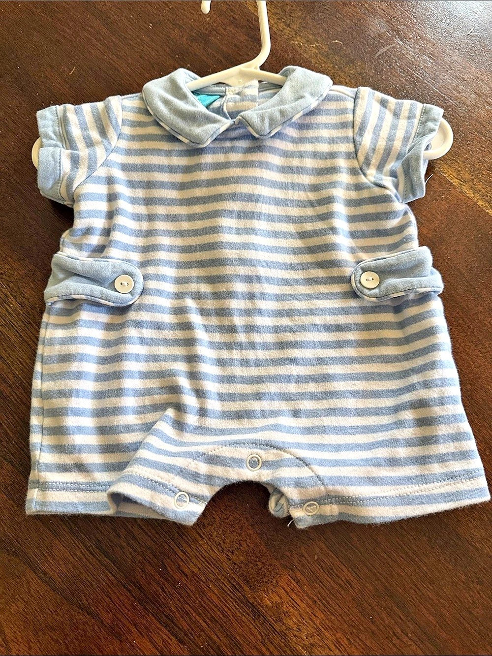 Claire & Charlie Striped Romper Blue & White Baby 3M